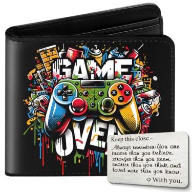 Imagem de tawazi Carteira infantil para meninos com cartão, carteira para meninos adolescentes de 4 a 5 a 6 a 7 a 8 a 9 a 10 a 11 a 12 a 13 a 14 a 15 a 16 anos, carteira de couro para adolescentes e