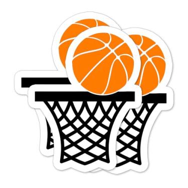 Imagem de (3 peças) Adesivos de aro de basquete – Decalques de vinil à prova d'água para jogadores, treinadores, equipes – Adesivos esportivos para garrafas de água, copos, laptops, álbuns de recortes – 7,6 x