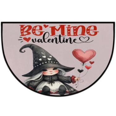 Imagem de Tapete de porta meio redondo para dia dos namorados, antiderrapante, absorvente, semicírculo, tapetes laváveis, meia lua, para ambientes internos, pátio, cozinha, banheiro, entrada, lareira, decoração