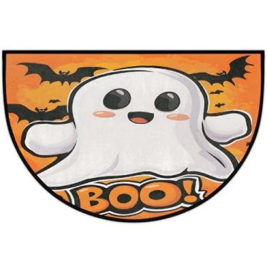 Imagem de Tapete de porta meio redondo, morcego, fantasmas, Halloween, antiderrapante, absorvente, semicírculo, tapetes laváveis, meia lua, tapetes para interior, pátio, cozinha, banheiro, entrada, lareira
