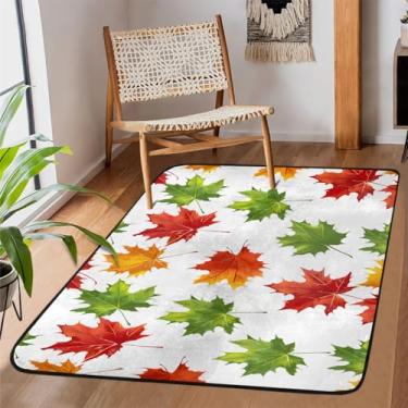 Imagem de Tapete de área para sala de estar, lavável à máquina, folhas de bordo, colorido, antiderrapante, tapete macio, para sala de estar, quarto, sala de jantar, berçário, cozinha, decoração de casa