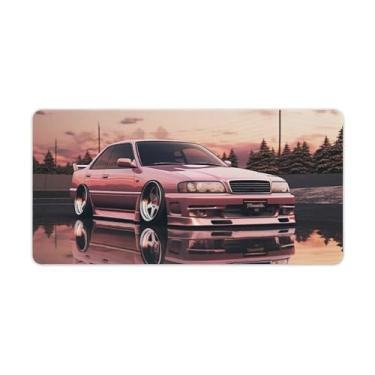 Imagem de Rosa JDM Car Reflection Beautiful Desk Table Pad Mouse Pad Antiderrapante Grande Material de Escritório Tapete de Mesa Borracha Impermeável Tapete de Escrita para Escritório Jogo Casa 30 x 60 cm