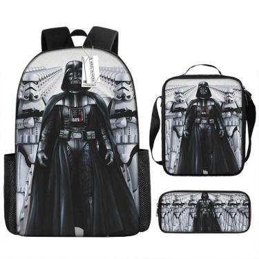 Imagem de Conjunto de 3 peças de mochila escolar infantil de desenho animado Darth Vader