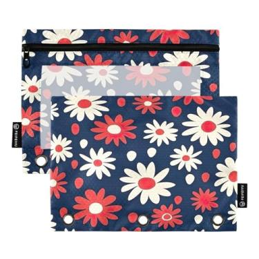 Imagem de Wassud Red Daisy Pacote com 2 Pastas de Fichário Pastas de Bolso com 3 Furos, Pasta Organizadora de Fichários para Casa, Escritório