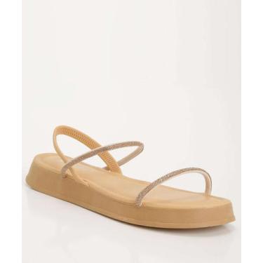 Imagem de Sandália Flatform Feminina Strass Via Uno 803053-57095, Bege, 38