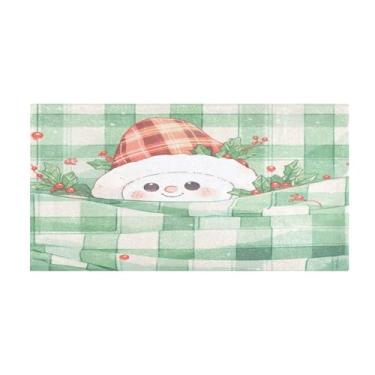 Imagem de Burbuja Tapete de corredor, boneco de neve, xadrez, antiderrapante, tapete de cozinha para corredor, quarto, sala de estar, decoração de entrada, lavável na máquina, 51 x 99 cm