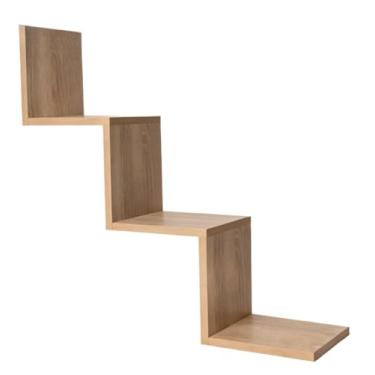 Imagem de Nicho estante quarto decoração MDF W escritório sala de estar cozinha organizador zig zag(Amadeirado)
