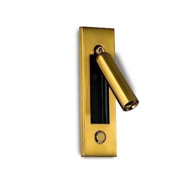 Imagem de Aplique de parede LED para cabeceira, luminária de leitura embutida para quarto, arandela decorativa de parede para cabeceira de cama de hotel, giratória 350°, dobrável 92°, 3000K