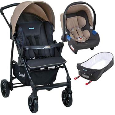 Imagem de Carrinho de Bebe com Bebe Conforto e Ninho Burigotto Ecco Cinza Bege