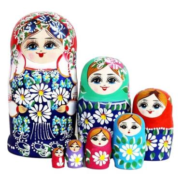 Imagem de Bonecas russas para crianças, decoração de mesa com estampa de margarida de – artesanato de boneca empilhável, para crianças, adolescentes, adultos, colecionadores, estudantes, amantes de arte