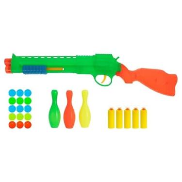 Imagem de Lançador 2 em 1 Sortido com Dardos e Bolinhas – 23 Peças, Brinquedo Infantil de Tiro e Diversão