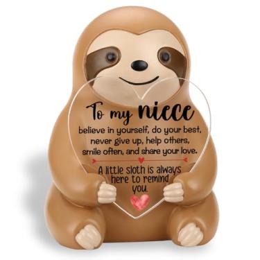Imagem de CWGOTC Sloth Gift for Niece from Aunt Uncle, Cute Resin Sloth Figurine with Positive Heart Message, Birthday Christmas Back to School Encouragement Desk Decor Keepsake for Niece Teen Girls YSS28
