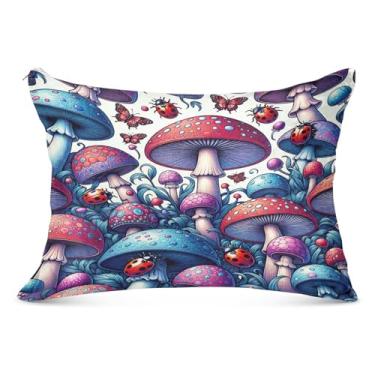Imagem de Capas de almofada Magic Mushrooms joaninhas super macias e aconchegantes tamanho king size 53 x 54 polegadas capa de travesseiro corporal