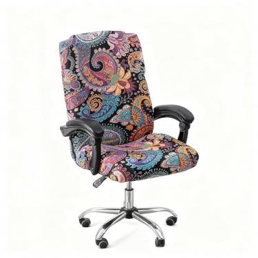 Imagem de 1 capa universal giratória para cadeira de escritório – design com zíper, à prova de poeira, confortável e elástica para decoração de quarto, escritório e escritório 50 x 59 x 31 cm, roxo