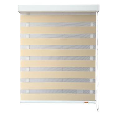 Imagem de GHV Persianas zebra com fio para janelas escurecimento de ambientes com privacidade de camada dupla para casa e escritório (Cáqui, 86 cm (L) x 183 cm (A))