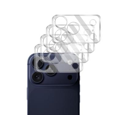Imagem de Pacote com 4 protetores de lente de câmera para iPhone 17 Pro Max, vidro temperado, dureza 9H, ultra HD, antiarranhões, compatível com capas, não afeta fotos noturnas [não é compatível com iPhone 17