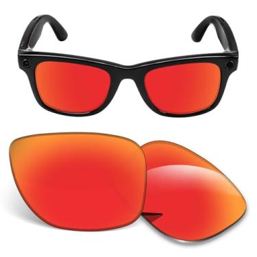 Imagem de Lentes de substituição de 1,5 mm compatíveis com óculos de sol inteligentes Ray-Ban Meta Wayfarer (Gen2) RW4012 53 mm - laranja vermelho polarizado