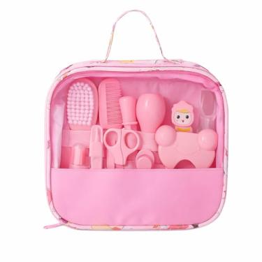 Imagem de Kit Higiene Bebê, 13 Peças, Bolsa Transparente 21x22cm, com Tesoura, Termômetro Digital, Pente, Escova, Cortador de Unha, Lixa, Rosa