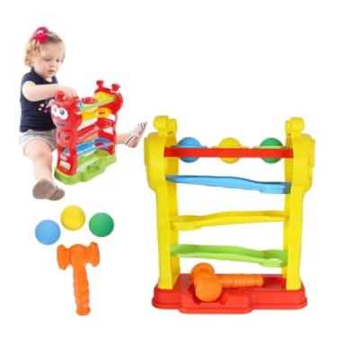 Imagem de Brinquedo de Bater com Martelinho Brinquedo Educativo de Bater Bolinhas, com Martelinho 1, Rampa para Crianças Acima de 12 Meses Baby Peia