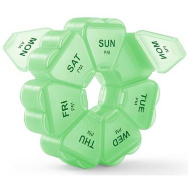 Imagem de AOGUU Organizador semanal de comprimidos, caixa de comprimidos para 7 dias da manhã/tarde com 14 compartimentos, estojo de comprimidos de viagem 2 vezes por dia para vitaminas, medicamentos, óleo de