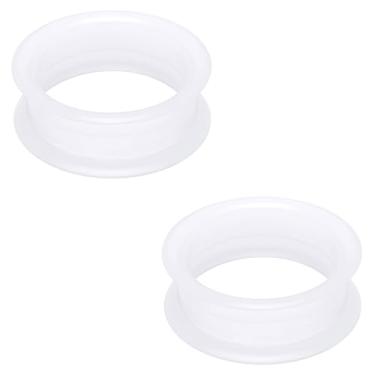 Imagem de Gadeaila Kit de alargadores de orelha de silicone sólido de plástico espesso transparente - Conjunto de alargador de orelha preto de 50 mm para mulheres e homens, 6mm, Plástico Borracha Silicone, Não