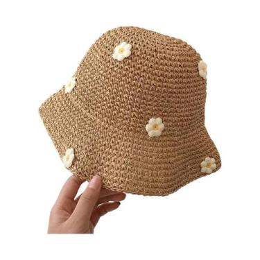 Imagem de Chapéu De Palha Trançado Para Meninas Com Flores, Proteção Solar Para 