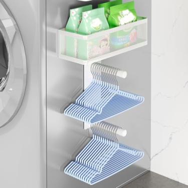 Imagem de WOCHUANGSI Prateleira magnética para lavadora e secadora com suporte de cabide (branco, extra grande)