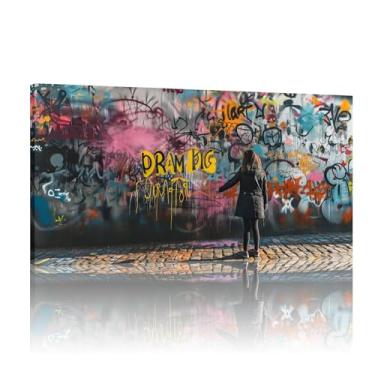 Imagem de Banksy Posters and Prints, Banksy Canvas Wall Art Grande, Banksy Art Wall Decor Canvas, Banksy Extra Large Wall Art Print - (40x80cm)40.6x81.3 cm sem moldura
