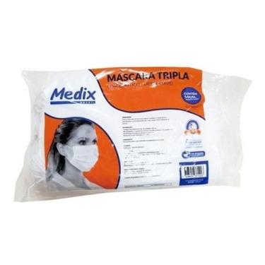 Imagem de Mascara Descart Cirurgica Adulto Branca Medix Saquinhos 50Un
