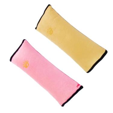 Imagem de Protetor Para Cinto de Segurança Infantil Almofada Dupla Ombro acolchoado para Carro Criança em Tecido Macio Rosa e Bege com Bordado Sol Cores Variadas 1 Peças