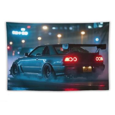 Imagem de HouLaiZhe JDM Tapeçaria de carro Drift R32 carro esportivo Jdm pendurar na parede quarto decoração de casa tapeçarias estética piquenique decoração de parede arte de parede para dormitório sala de