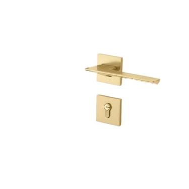 Imagem de VTGVVVTR Fechadura de porta escovada Fechadura de porta interna de madeira silenciosa maçaneta de porta de quarto fechadura dividida (A ouro fosco mudo 35-50 mm)