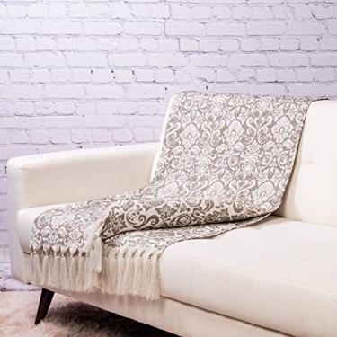 Imagem de Manta para Sofá Dupla Face Jacquard com Franja 1,40x3,50 (Arandela Cinza)