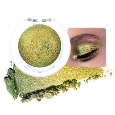 Imagem de Paleta de sombras de olho único Camaleão Gold Green Shimmer para mulheres mais velhas, paleta de sombras para festivais góticas multicromáticas e metálicas, duocromo metálico com purpurina-05#