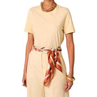 Imagem de Camiseta Feminina Dudalina MC Slim Amarelo Claro - 110670-Feminino