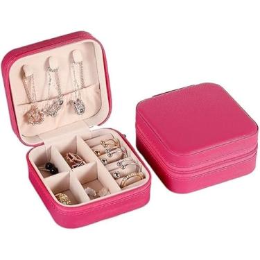 Imagem de Porta Jóias Portátil | Mini Estojo Organizador de Brincos,Bijuterias, Colares e Anéis (ROSA PINK)