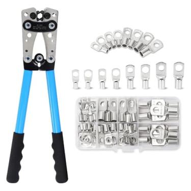 Imagem de Ferramenta de crimpagem de cabo de bateria para AWG 10-1 terminal de anel de cobre com cortador de cabo, crimpador resistente para terminais de fio HX-50B