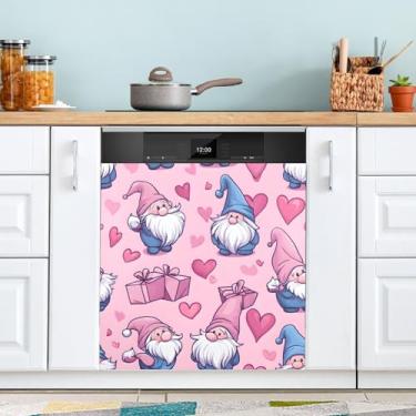 Imagem de ATTX Capa de ímã para lava-louças Dia dos Namorados Coração | Adesivo decorativo de eletrodomésticos de 58 x 66 cm para armários domésticos e eletrodomésticos #120