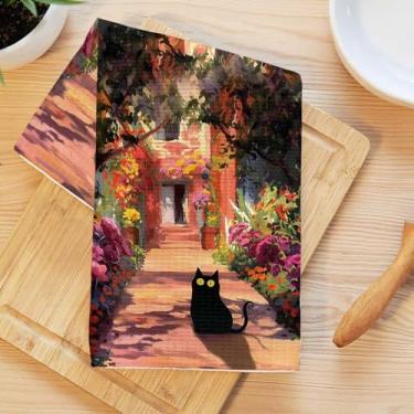 Imagem de Toalhas de cozinha de gato de jardim com pintura a óleo, toalha de mão macia absorvente, panos de prato de waffle para cozinha, banheiro, sala de estar, casa, presentes de inauguração de casa para