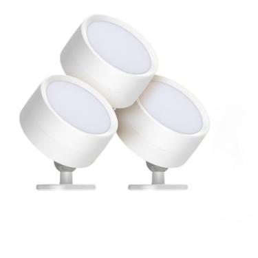 Imagem de Conjuntos de lâmpadas LED para iluminação pública 1–4 Três cores ajustáveis Carregamento USB Luz giratória em 360° Elegante e esteticamente agradável(Branco - Kit 3)