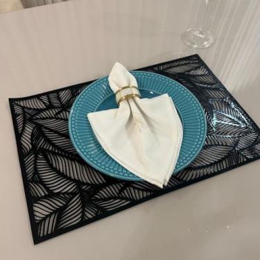 Imagem de Jogo Americano Mesa Posta Impermeável Redondo ou Retangular para Jantar e Eventos – Kit 4 ou 6 Lugares Decorativo Luxo (44. Preto Quadrado,4 Unidades)
