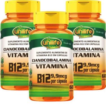 Imagem de Kit Com 3 Un Vitamina B12 Pura Alto Teor De Cianocobalamina 450mg 180 