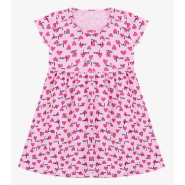 Imagem de Vestido Infantil Manga Curta Estampado Biju Kids Rosa, 2, Rosa
