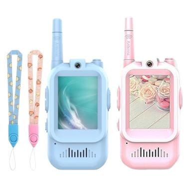 Imagem de Vídeo Walkie Talkie,2 Peças De Brinquedo De Rádio De Longo Alcance,Com Ecrã e Recarregável | Para Meninos e Meninas de 3 a 12 Anos Jogo Familiar Interior e Exterior