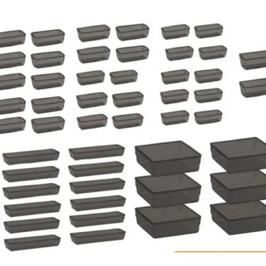 Imagem de Kit 50 Organizador Multiuso Modular Gavetas Geladeira Acrilico Cristal (Fume)