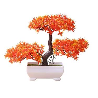 Imagem de SLGGPJBU Plantas artificiais, plantas artificiais, decoração de casa, bonsai, vaso de árvore, enfeite de vaso de flores falsas para decoração de quarto, jardim, plantas artificiais de interior