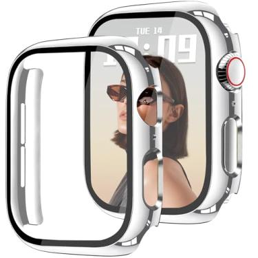 Imagem de Newlibery Capa de 40 mm compatível com Apple Watch Series 6/5/4/SE/SE2/SE3 com protetor de tela de vidro temperado HD, capa rígida de policarbonato com cobertura total, proteção antiarranhões, capa