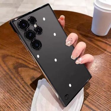 Imagem de Capa transparente de luxo sem moldura para Samsung Galaxy S25 S24 Plus S23 S22 Ultra com sistema de resfriamento (para S24 Plus/BK)