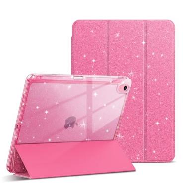 Imagem de Ouinice Capa rosa para iPad Air 11 polegadas M3/M2 7ª/6ª geração 2025/2024, iPad Air 5ª/4ª geração 10.9 2022/2020 capa com suporte para lápis, suporte multiângulo de três dobras, capa traseira fina