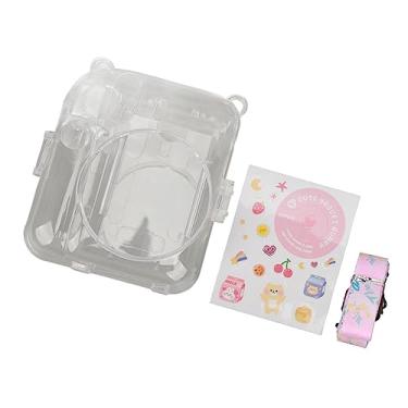 Imagem de Luqeeg Mini 12 Kit de Capa de Câmera Transparente Durável para Entusiastas de Fotografia Instantânea Com Alça de Ombro e Adesivo para Fãs de (Rosa)